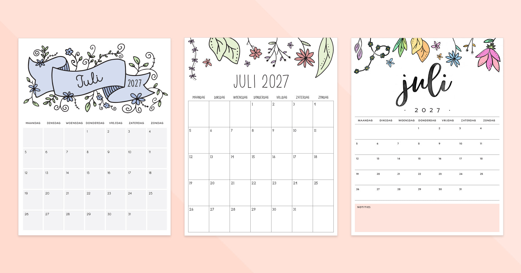 kalender juli 2027 afdrukken
