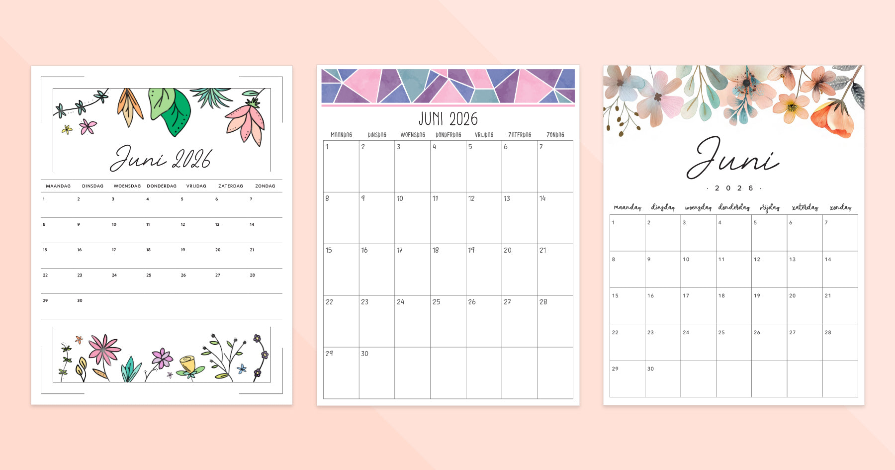 kalender juni 2026 afdrukken