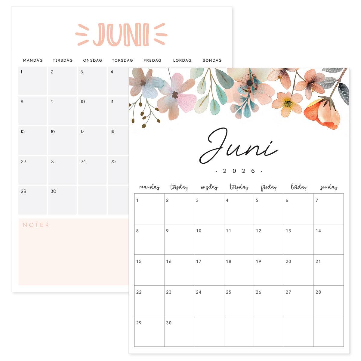 kalender dansk juni 2026