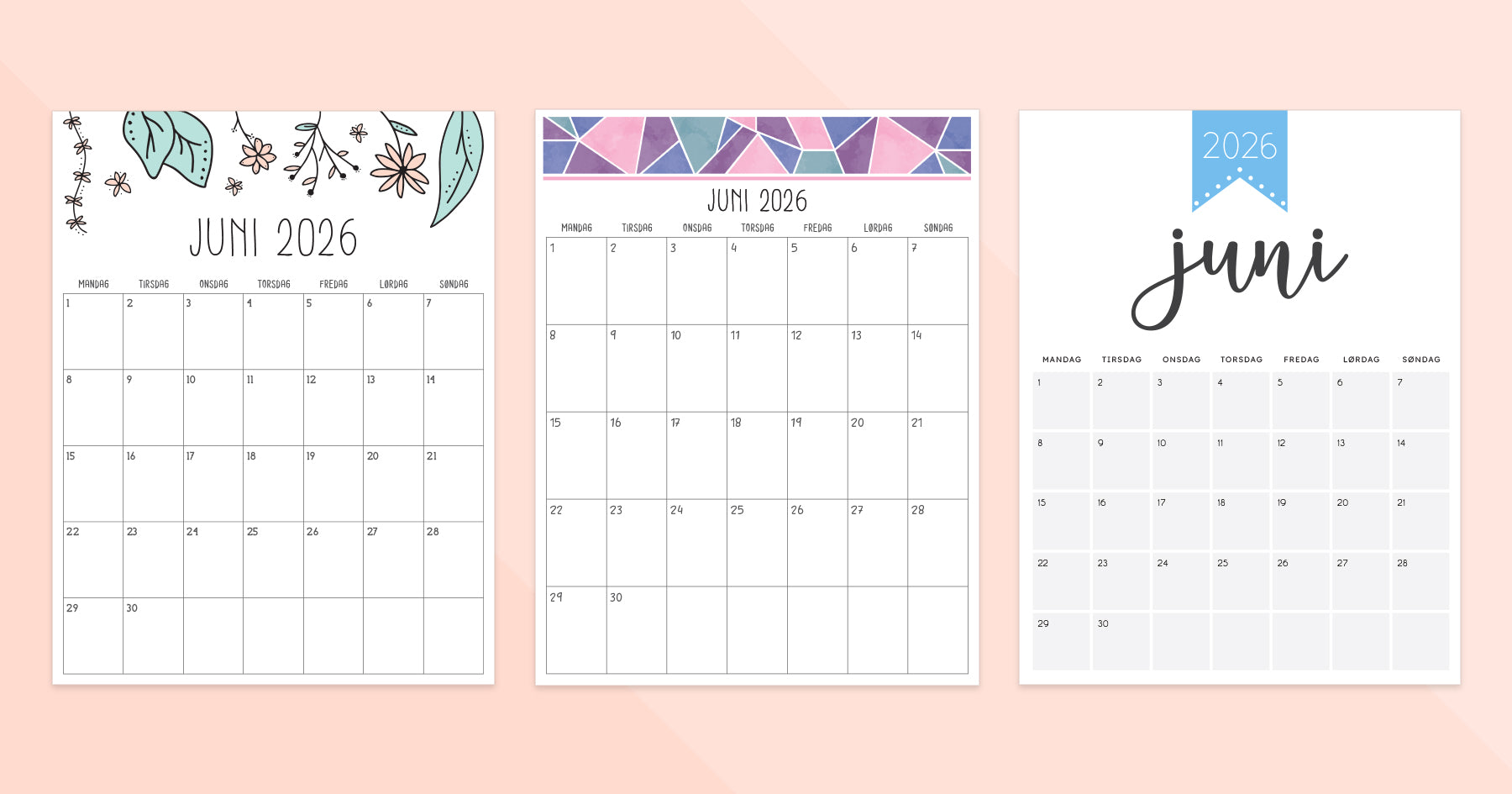 kalender dansk juni 2026