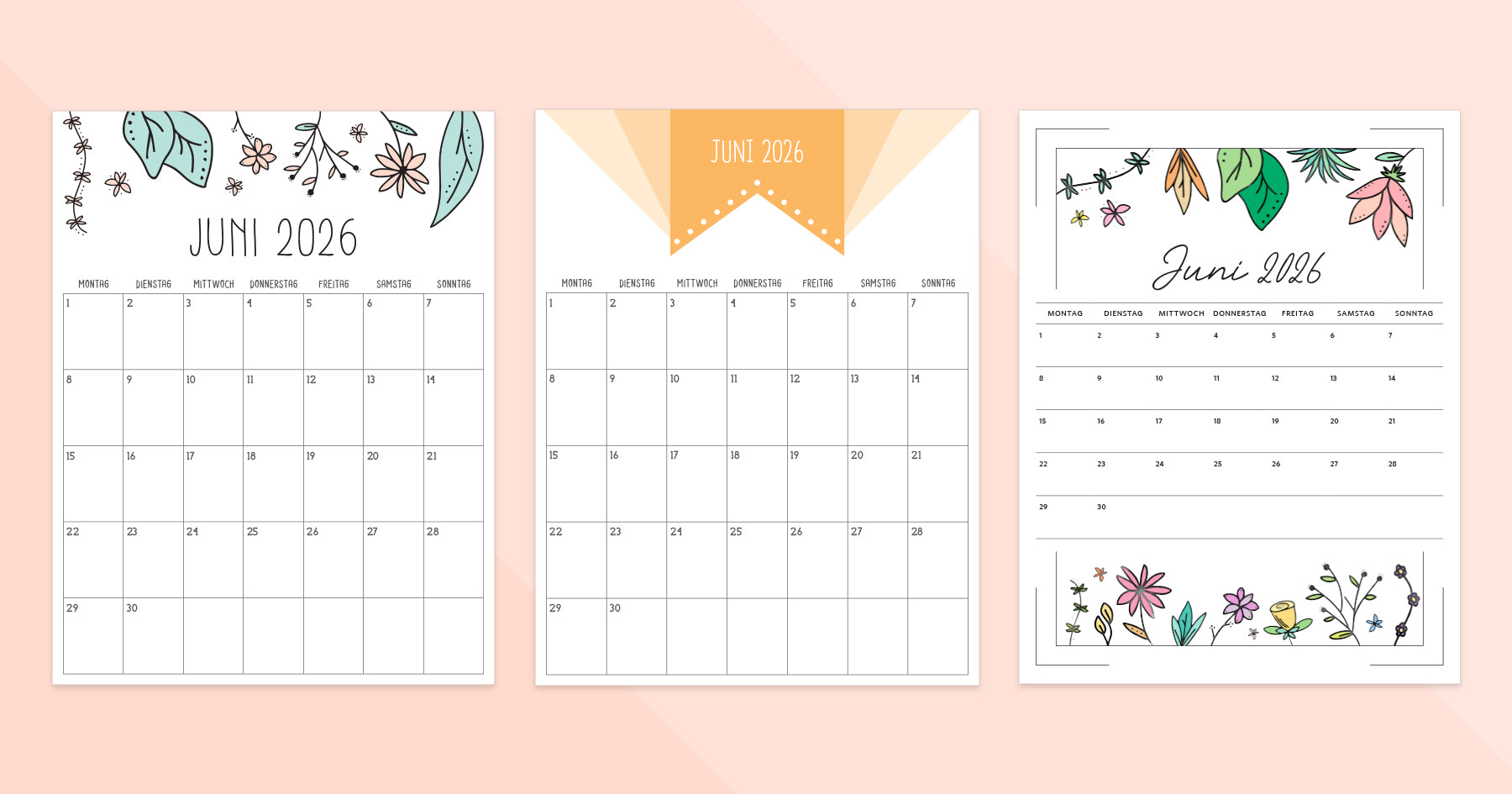 kalender juni 2026 zum ausdrucken