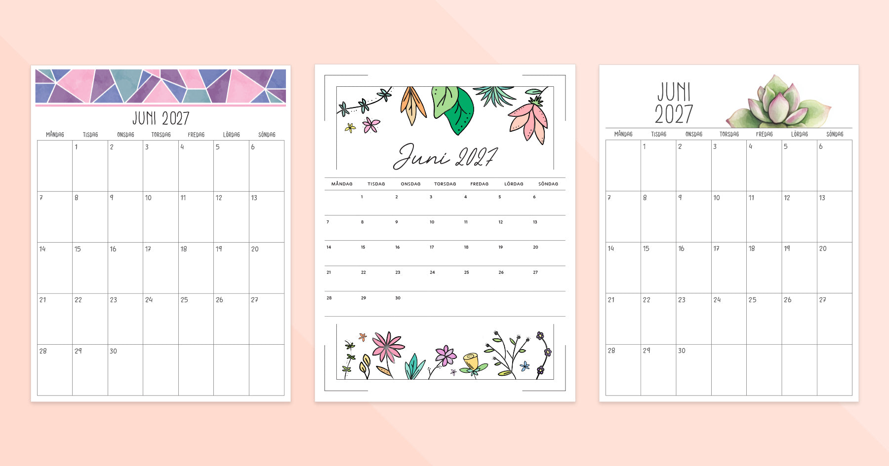 kalender juni 2027 utskrift