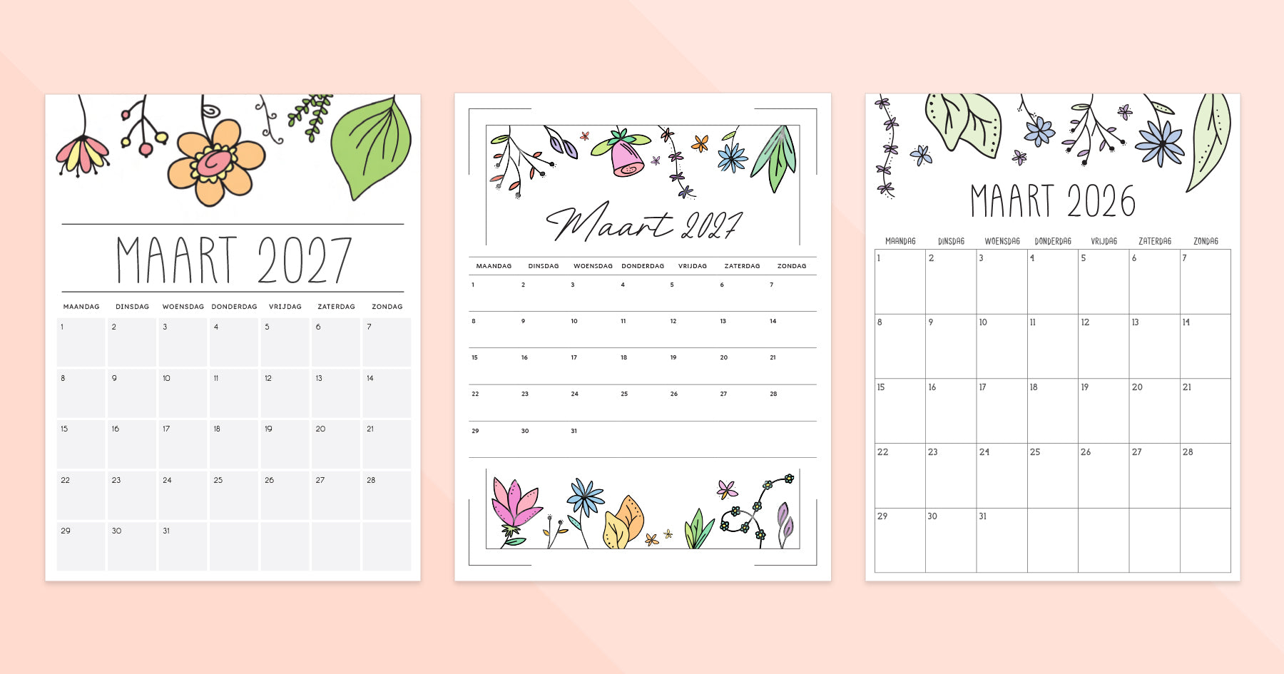 kalender maart 2027 afdrukken