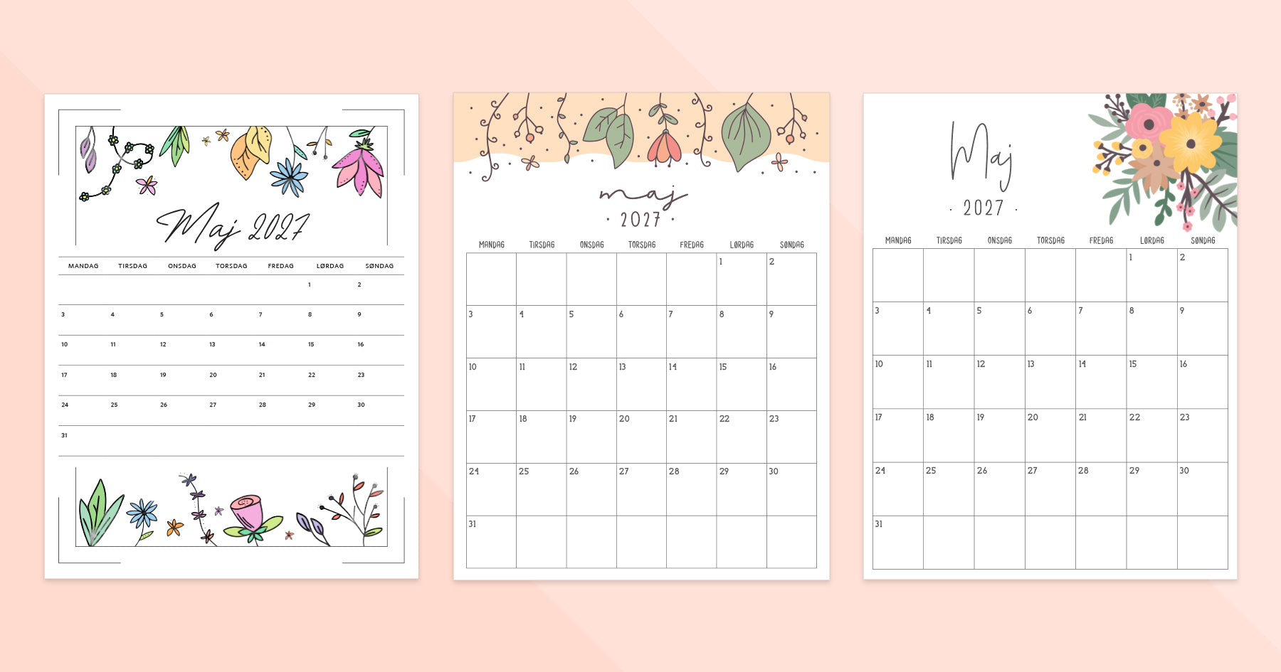 kalender maj 2027 print selv