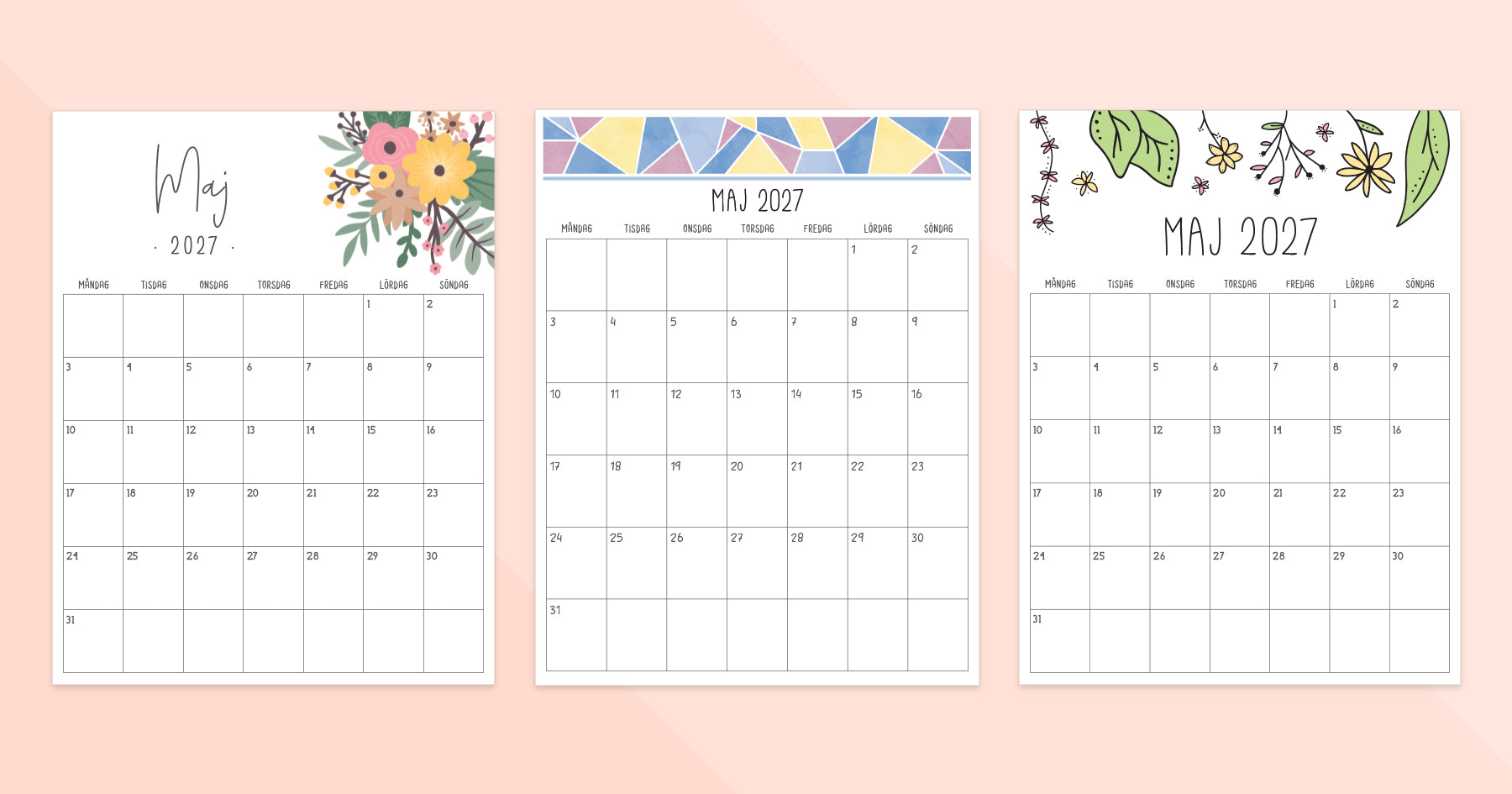 kalender maj 2027 utskrift