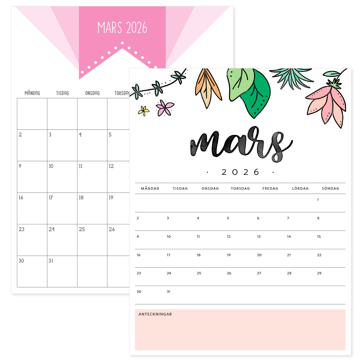 kalender mars 2026