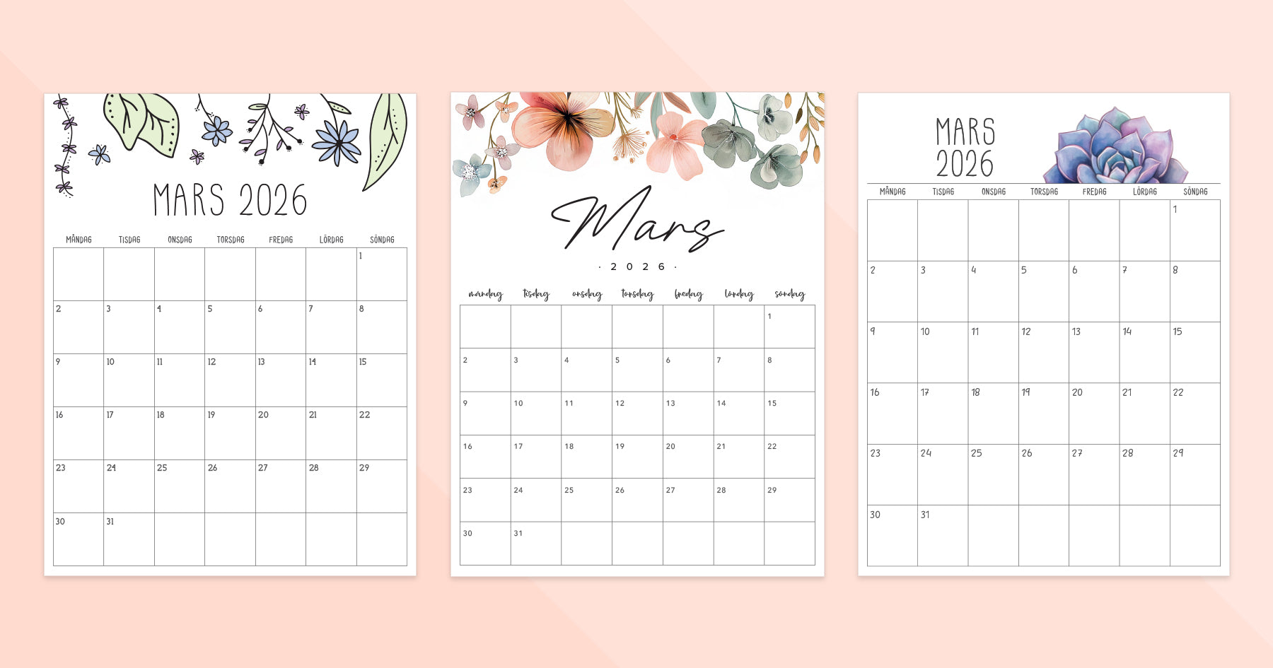kalender mars 2026