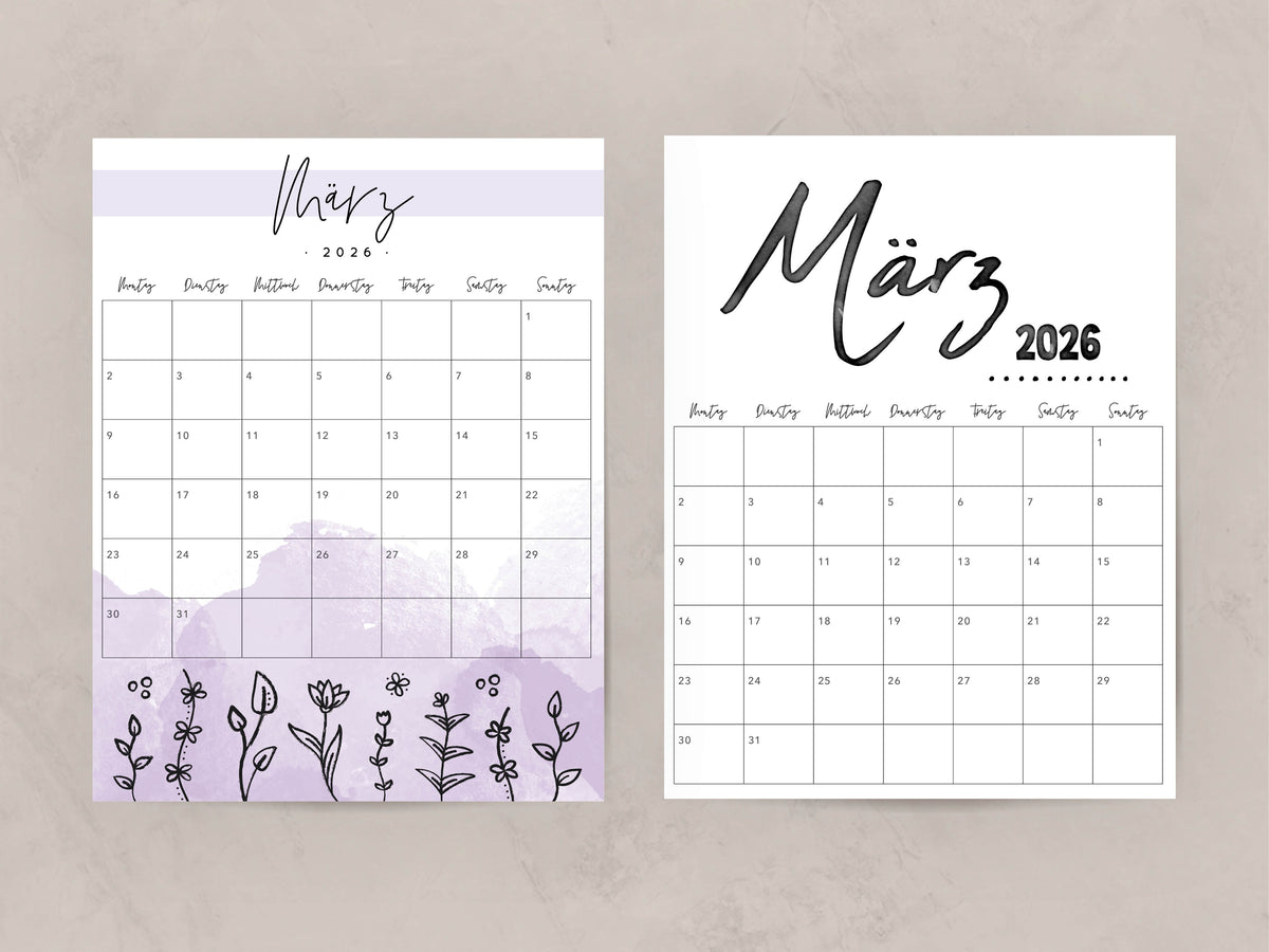 Kalender März 2026