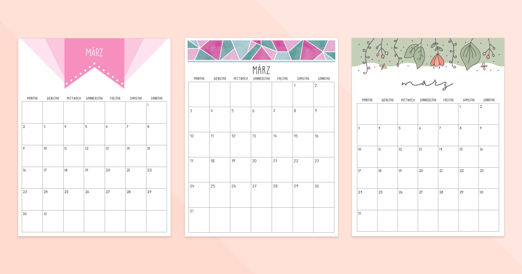 kalender märz zum ausdrucken
