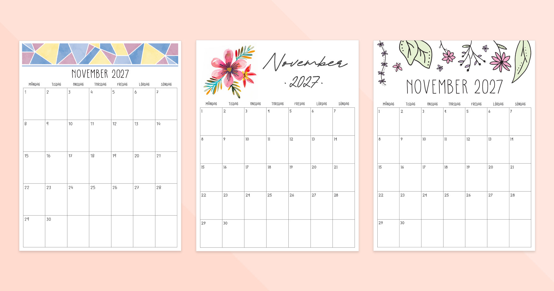 kalender november 2027 utskrift