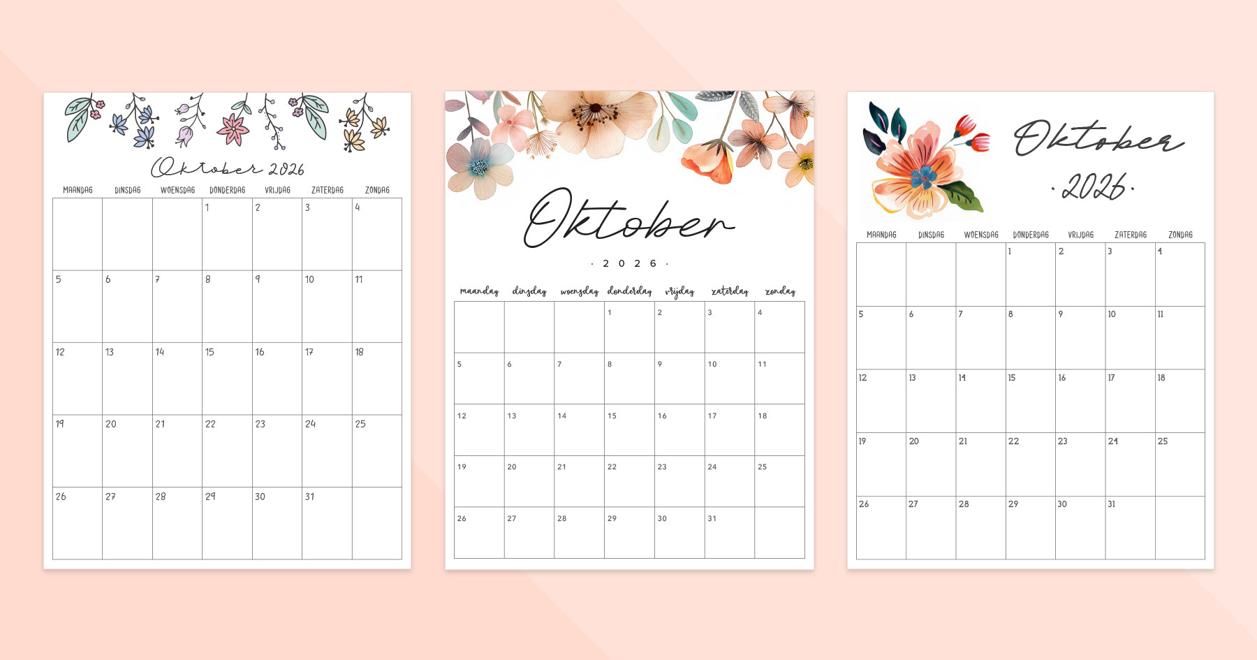 kalender oktober 2026 afdrukken