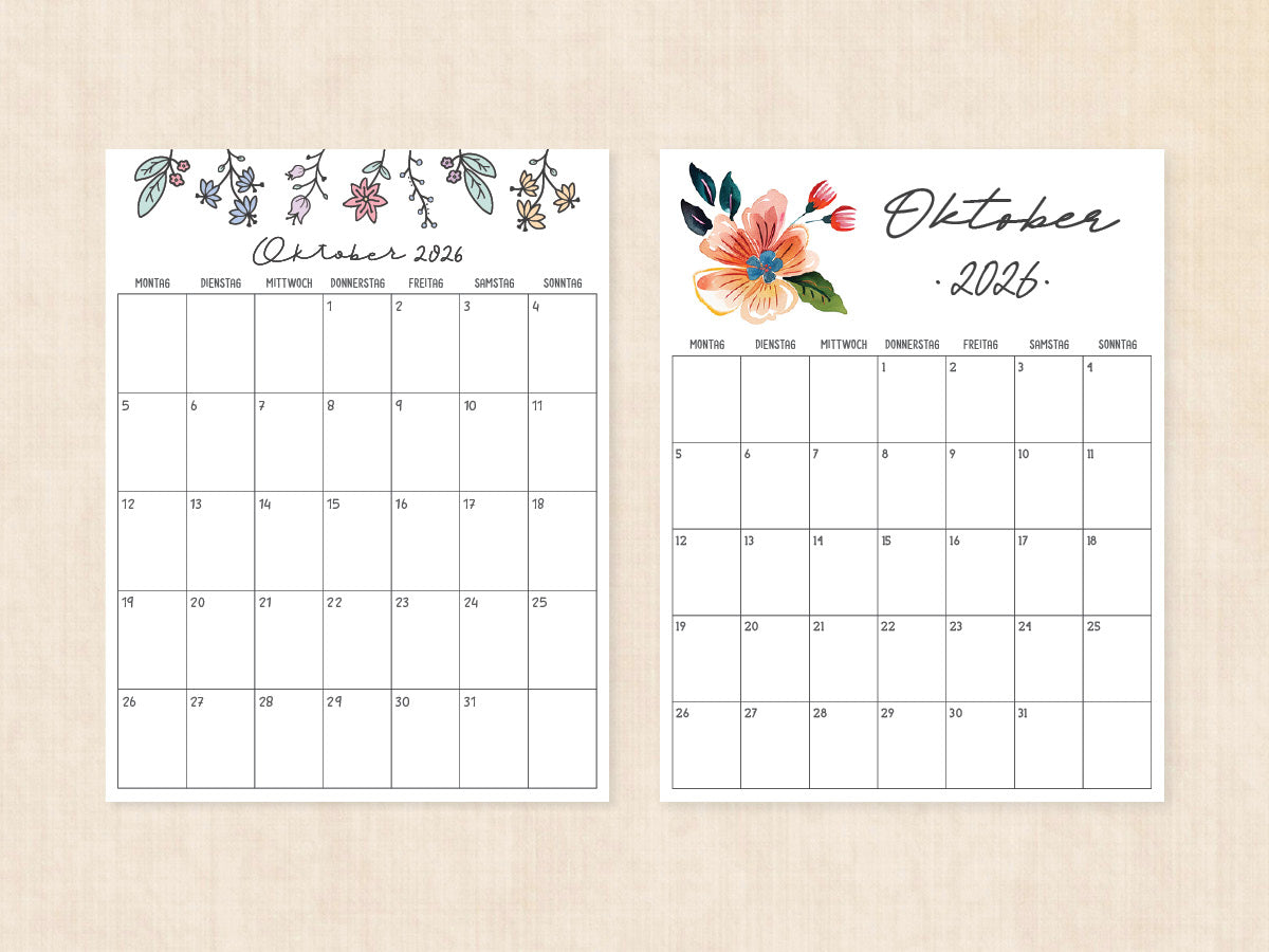 kalender oktober 2026 deutsche