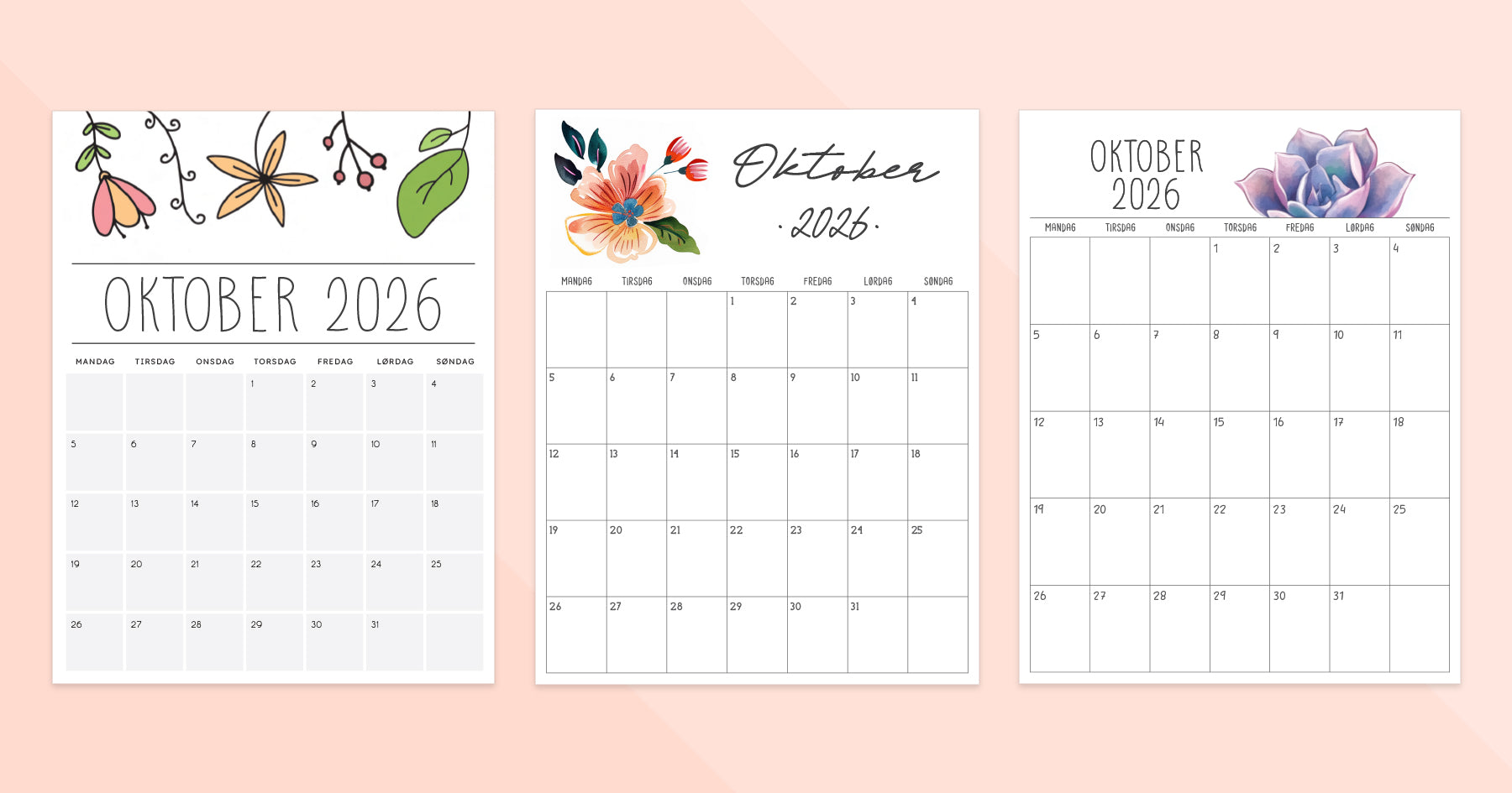 kalender dansk oktober 2026