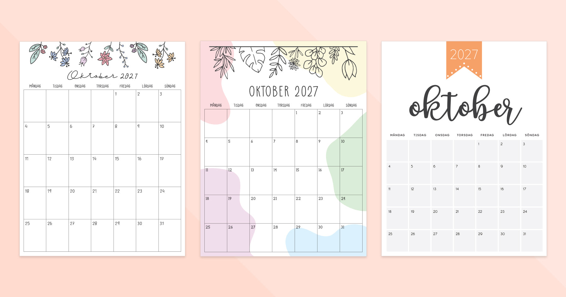 kalender oktober 2027 utskrift