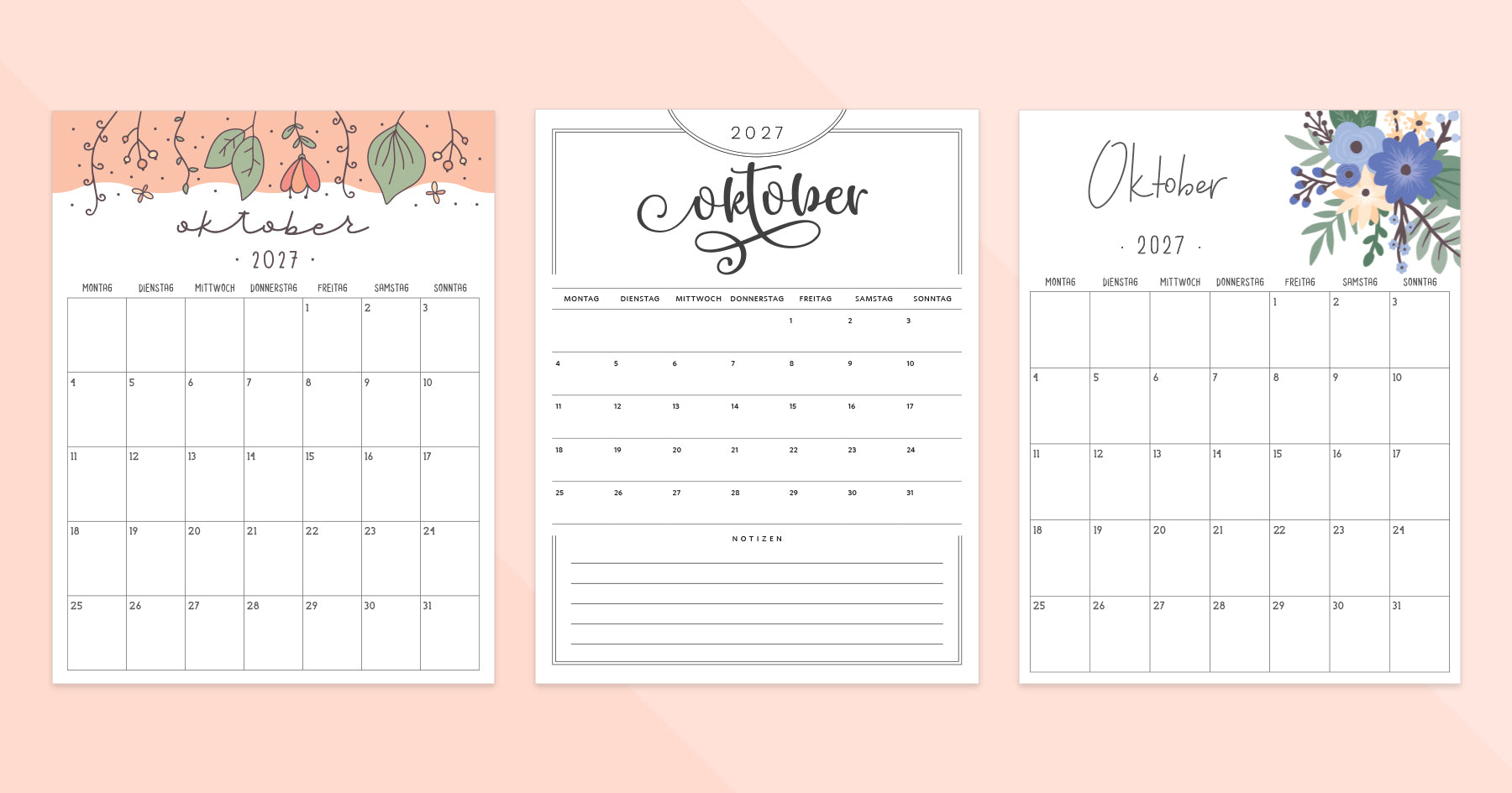 kalender oktober 2027 zum ausdrucken