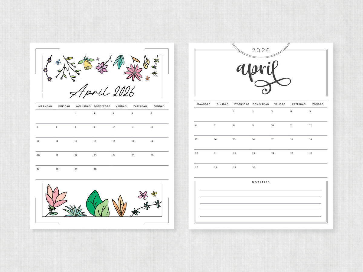 kalender printen april 2026
