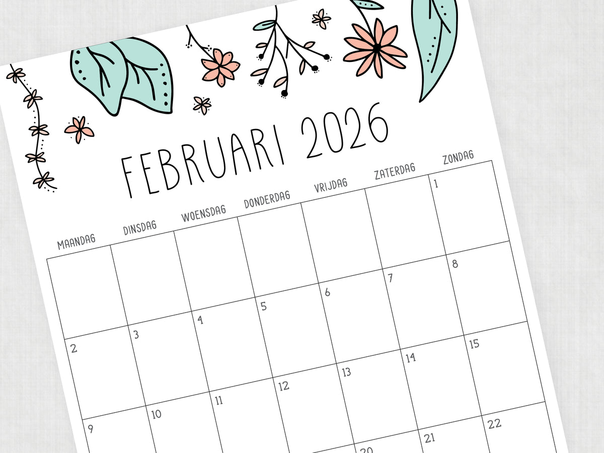 kalender printen februari 2026