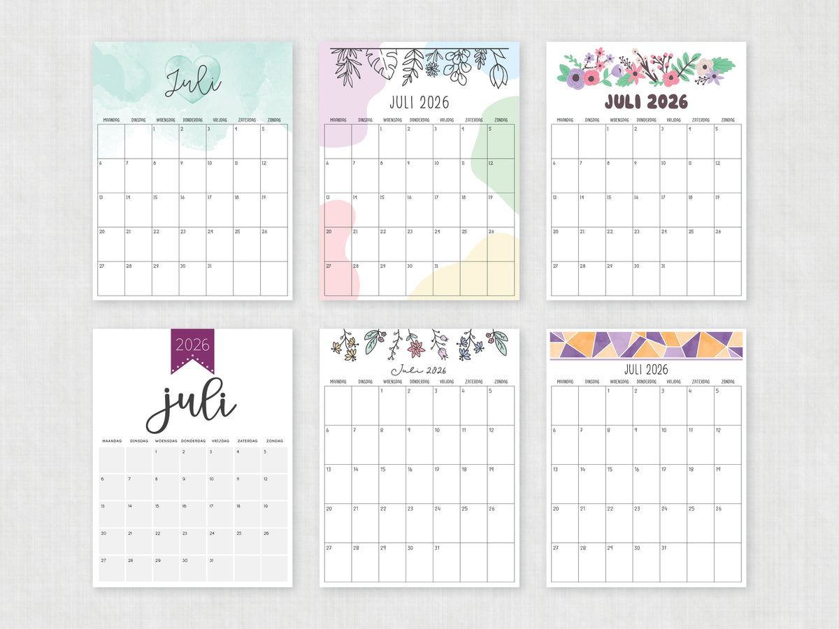 kalender printen juli 2026
