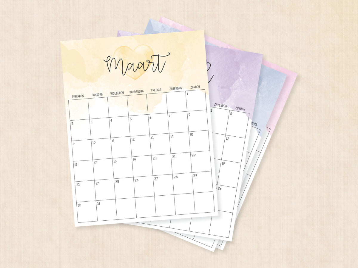 kalender printen maart 2026