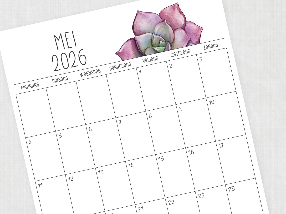 kalender printen mei 2026