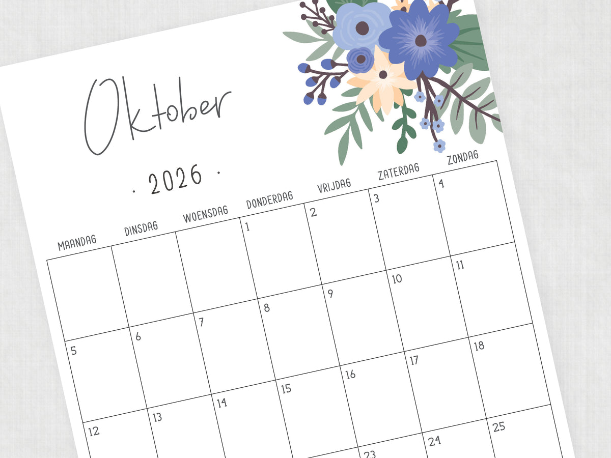 kalender printen oktober 2026