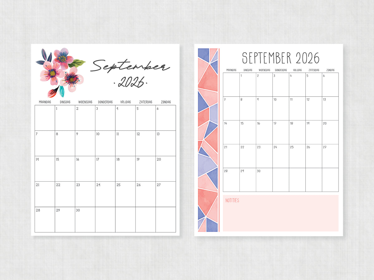 kalender printen september 2026