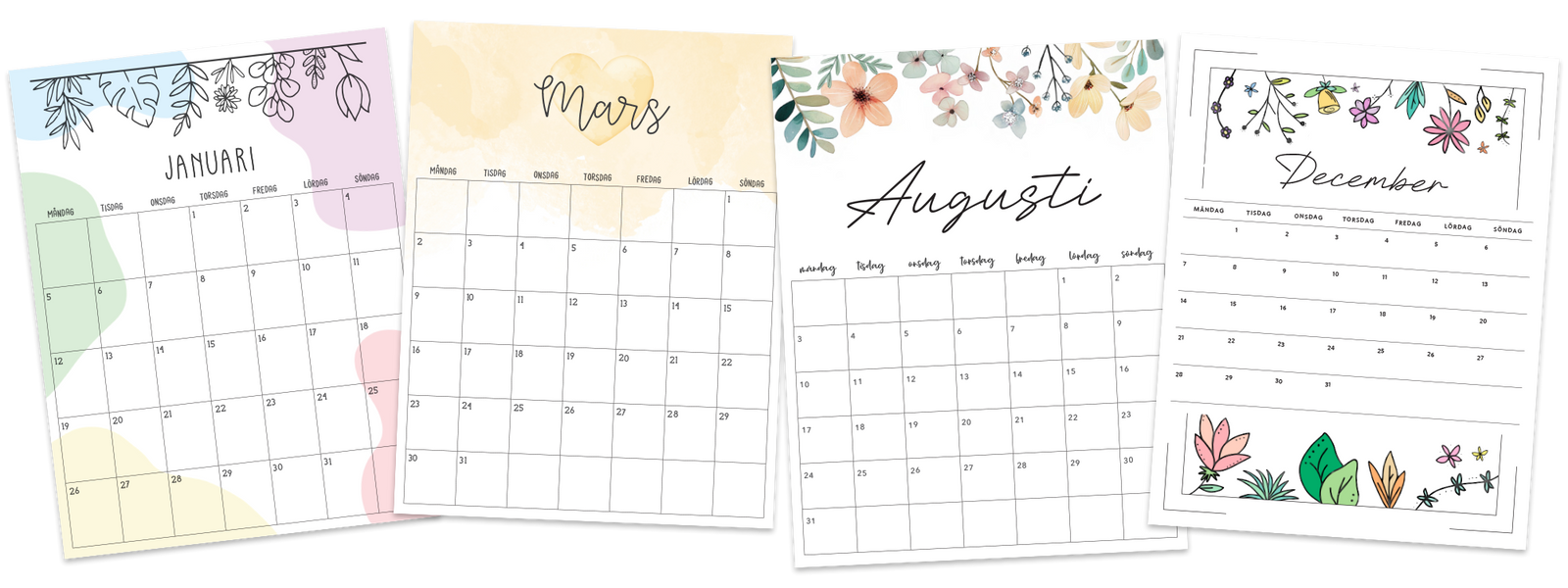 Kalender att skriva ut