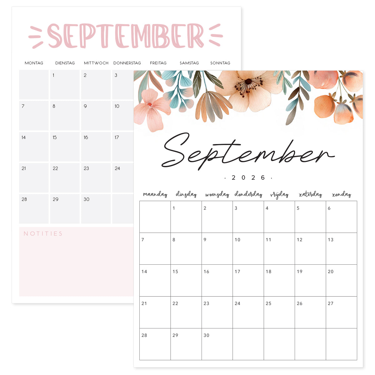 kalender september 2026 printen