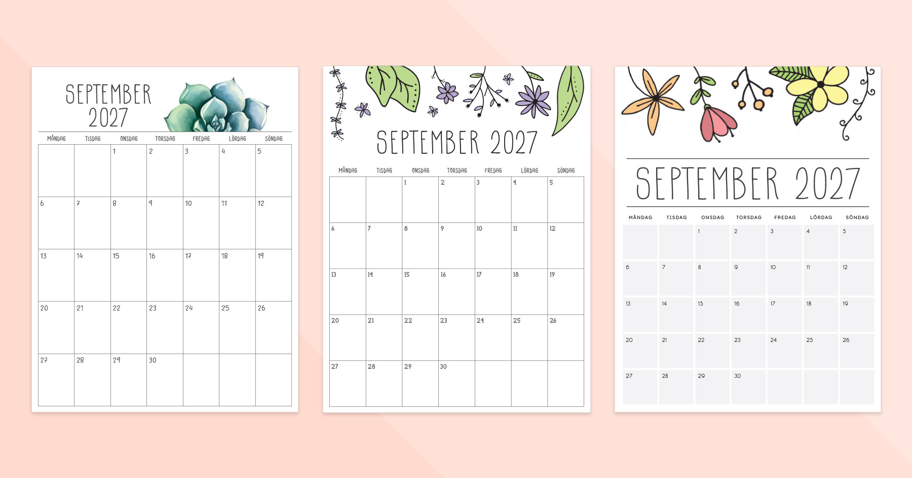 kalender september 2027 utskrift