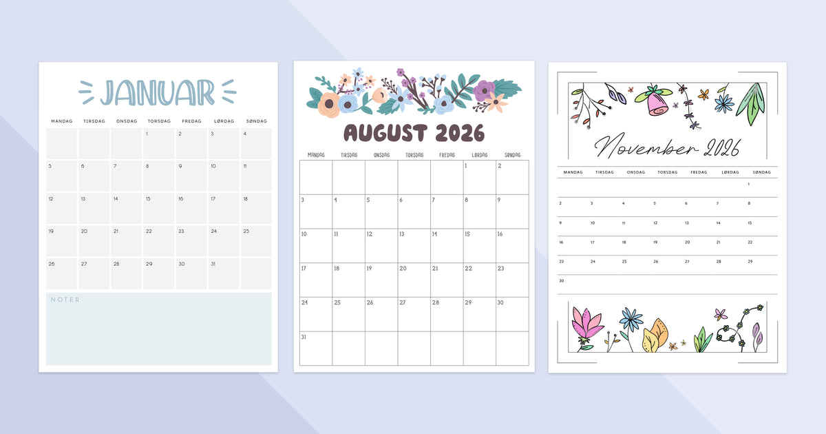 kalender til print 2026