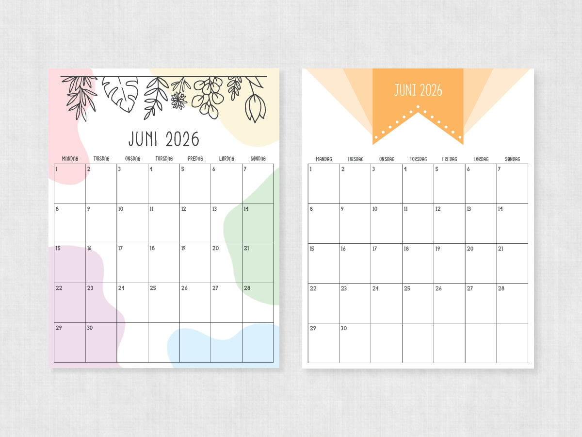 kalender til print juni 2026
