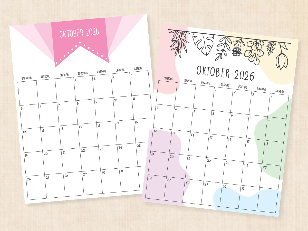 kalender til print oktober 2026
