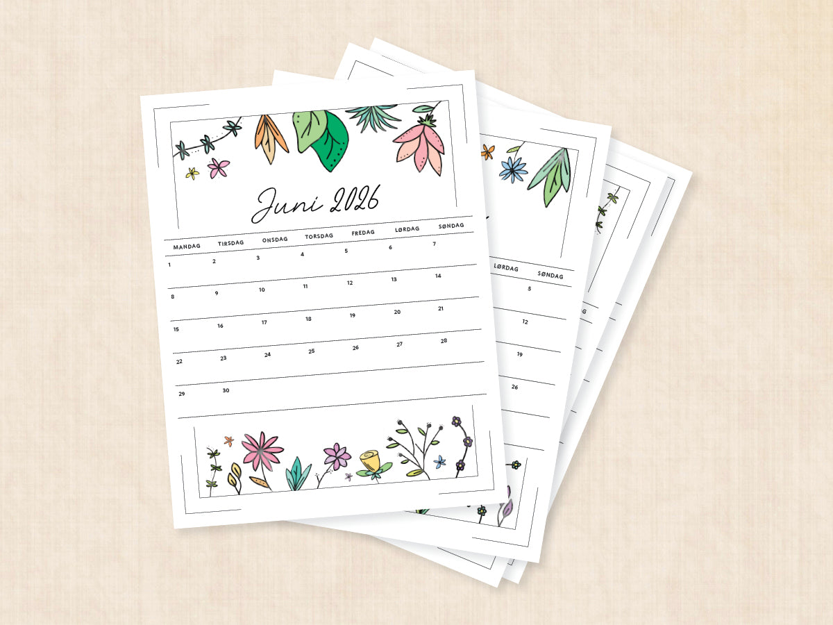 kalender til udskrivning juni 2026