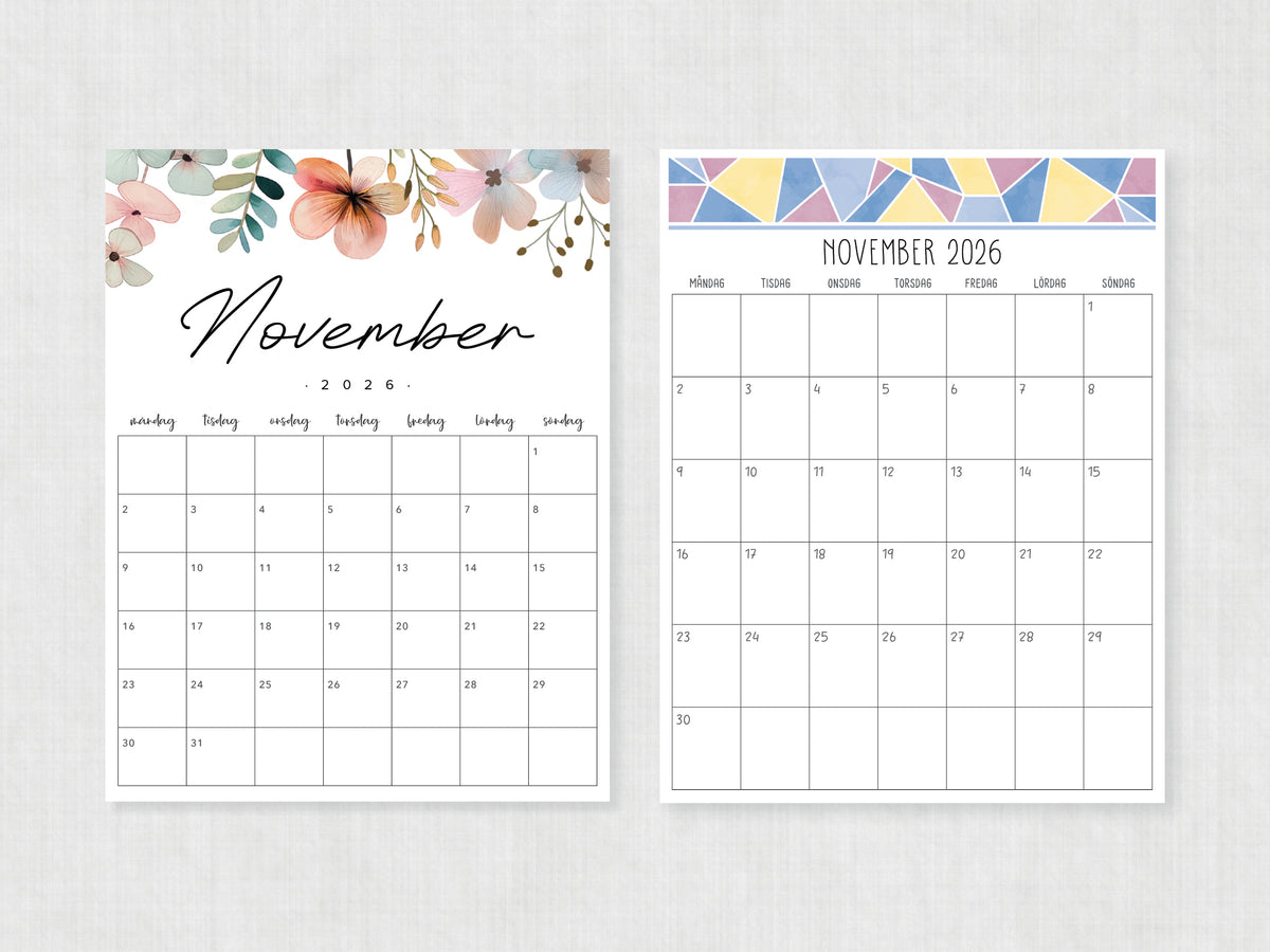 kalender november 2026 utskrift