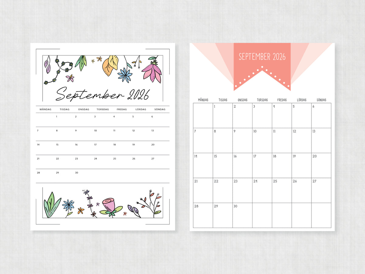 kalender september 2026 utskrift
