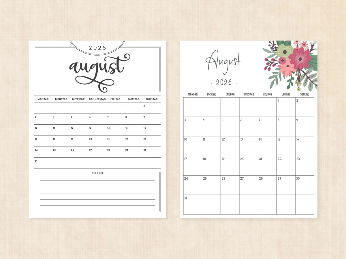 kalenderskabelon august 2026