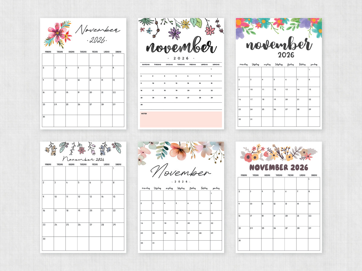 kalenderskabelon november 2026