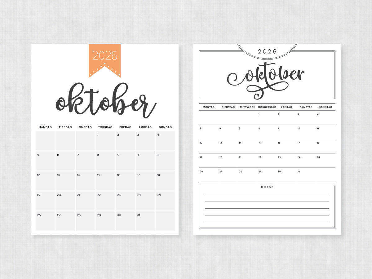 kalenderskabelon oktober 2026