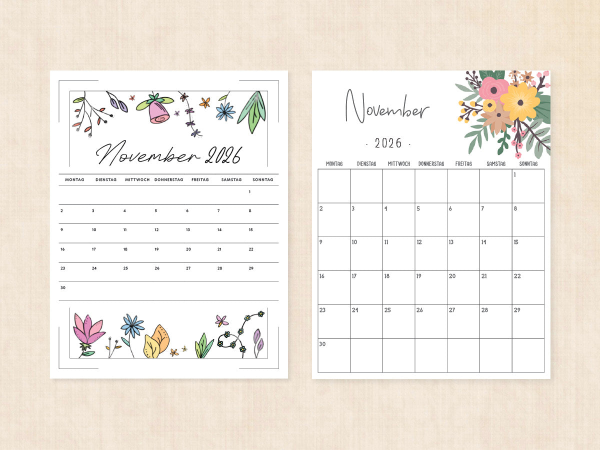 leerer kalender november 2026