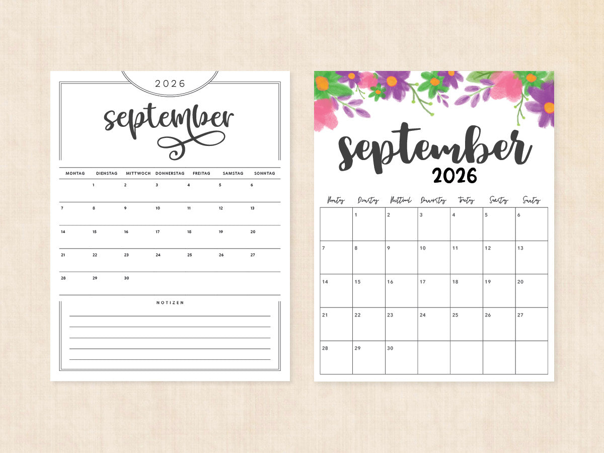 leerer kalender september 2026