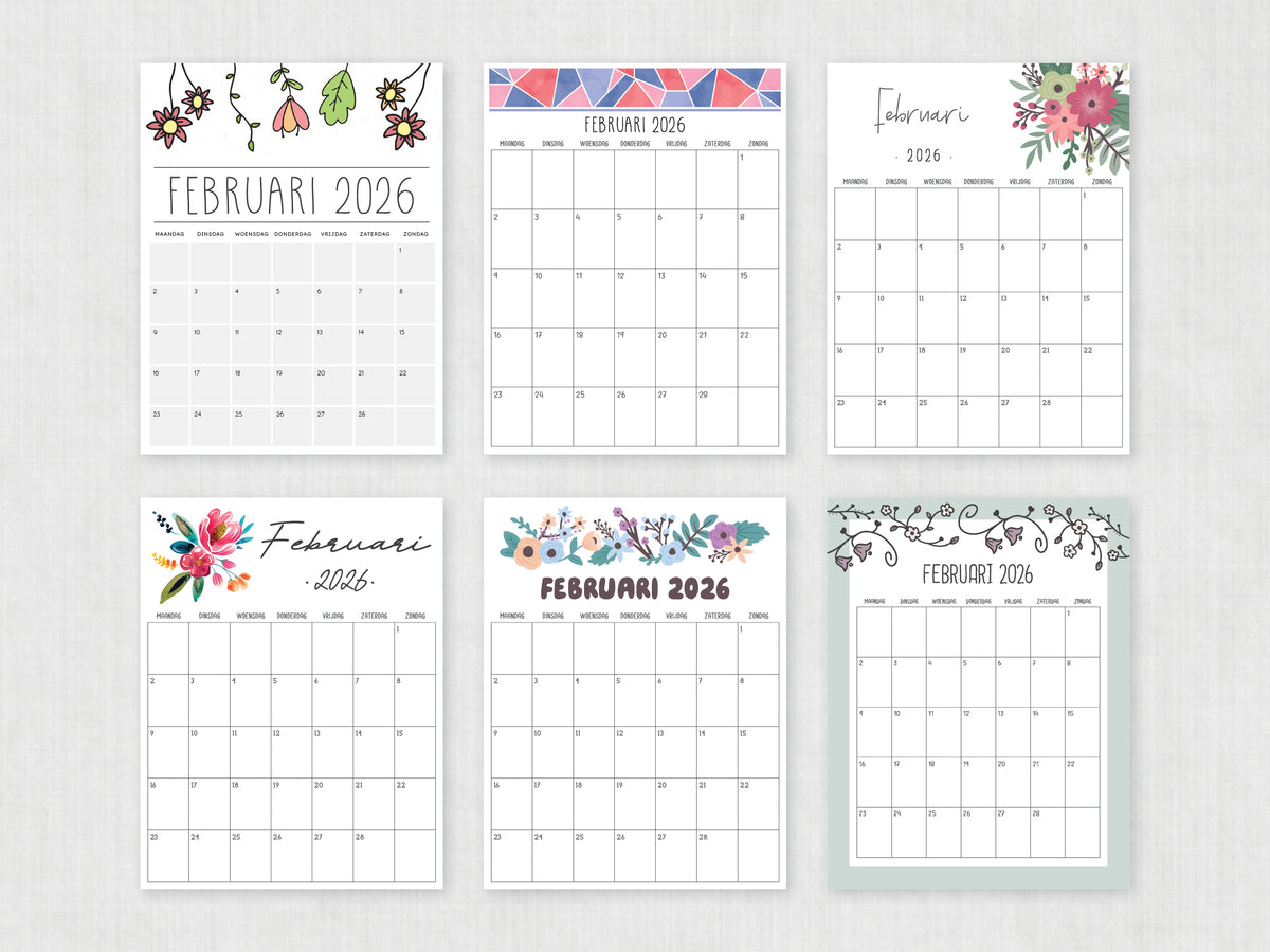 maandkalender februari 2026