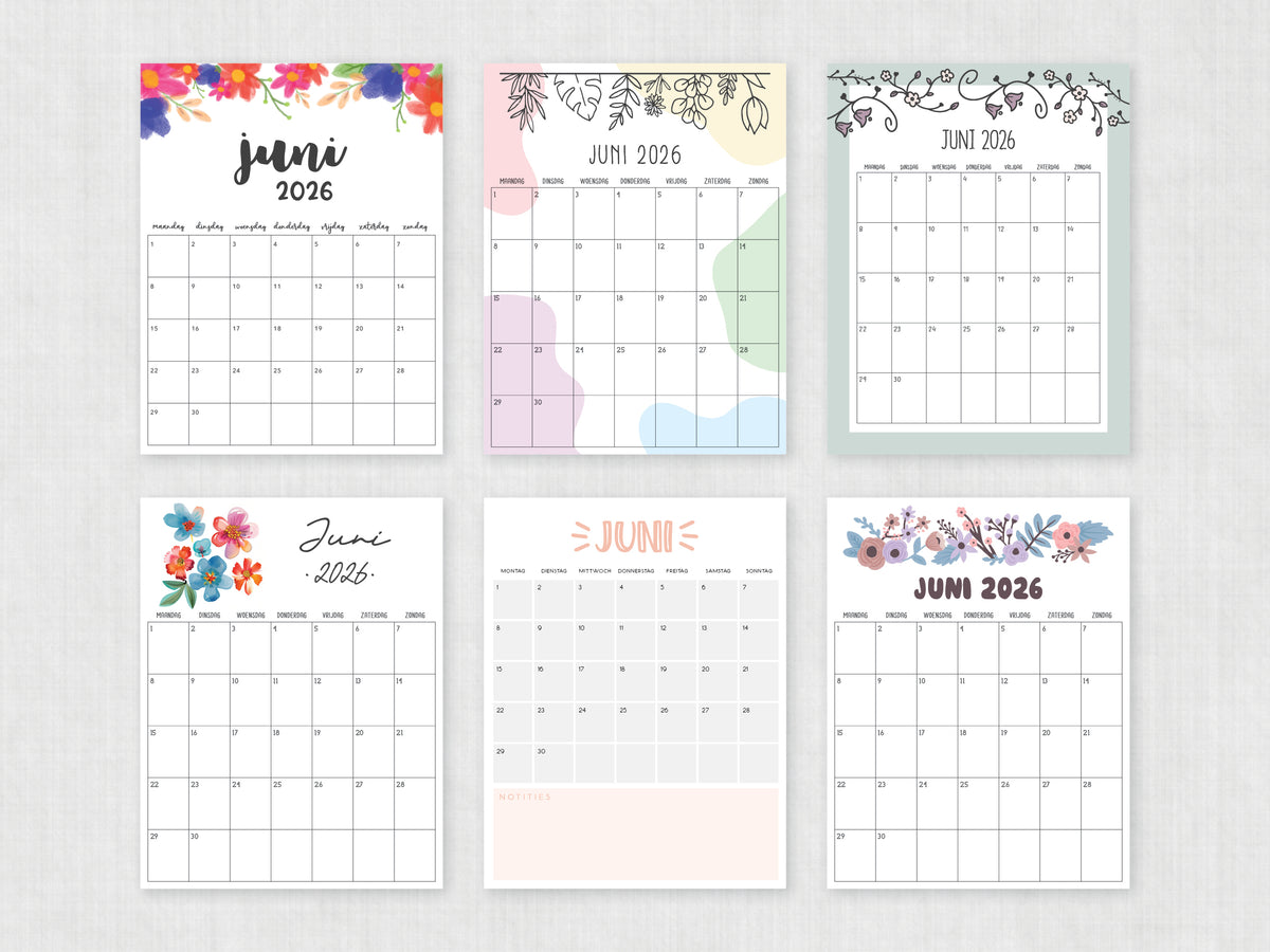 maandkalender juni 2026