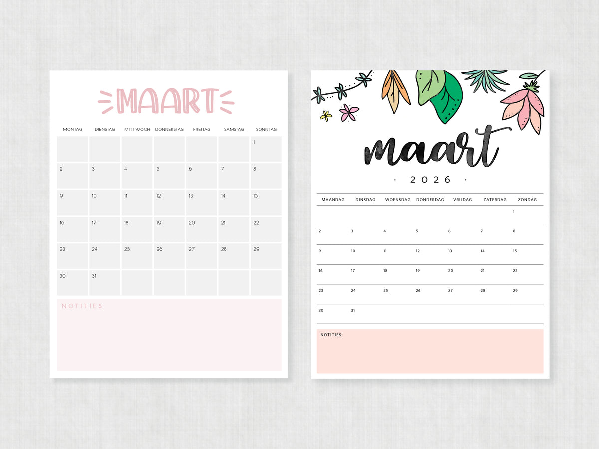 maart 2026 planner