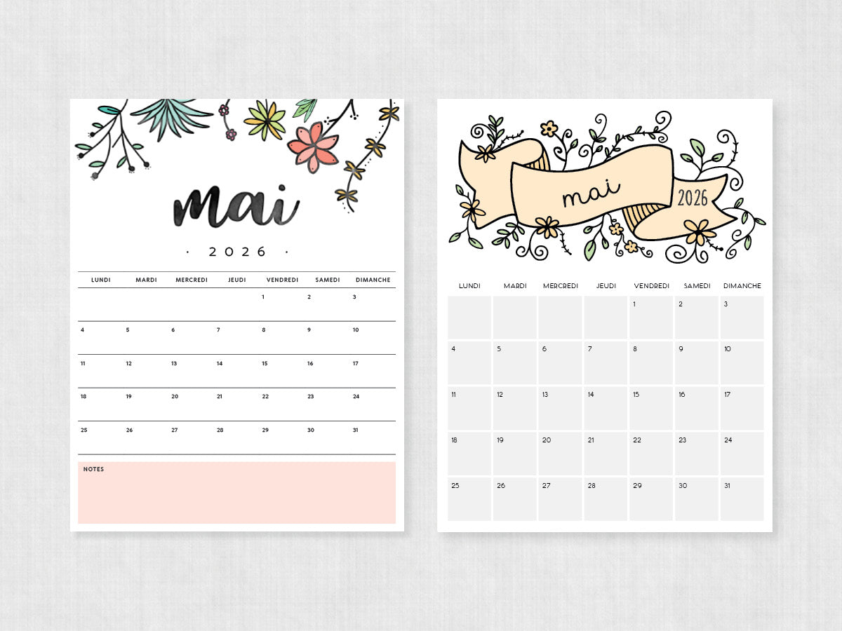 mai 2026 calendrier à imprimer