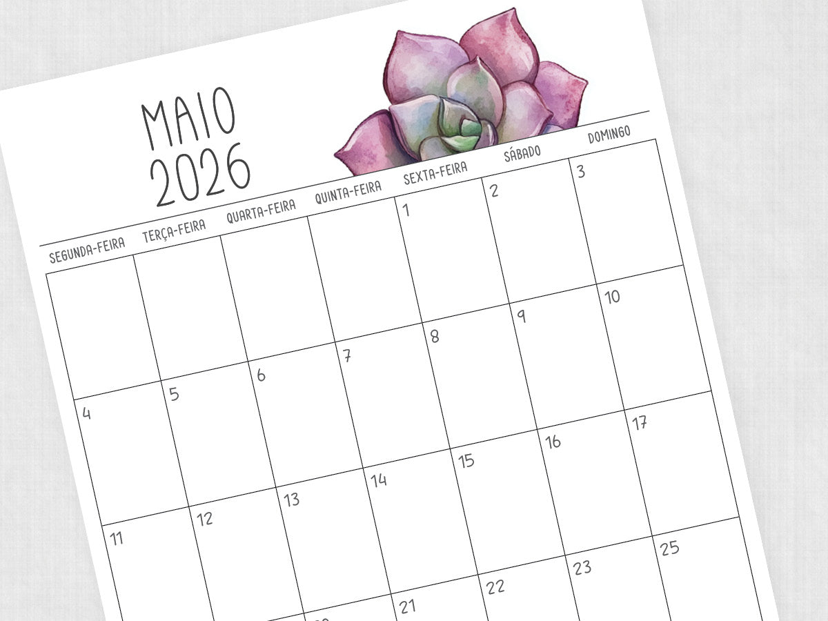 maio 2026 calendário em branco