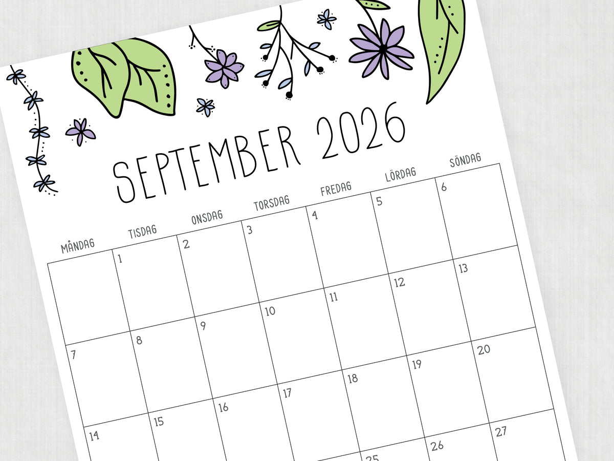 månadskalender september 2026