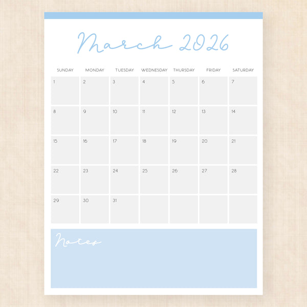 march 2026 calendar serene symphony