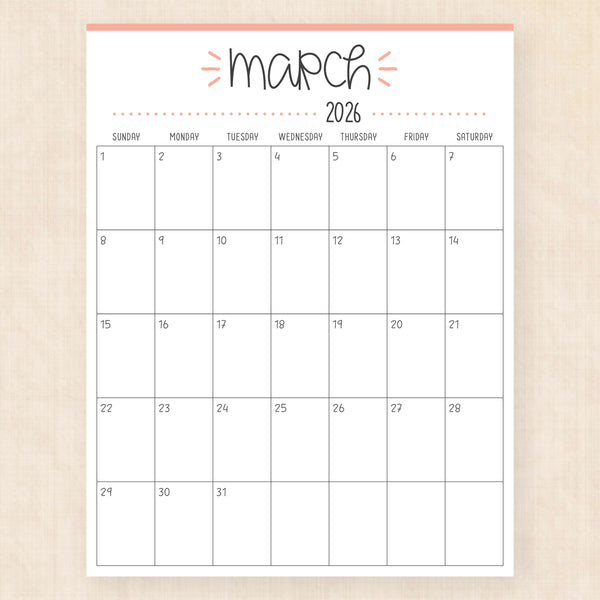 march 2026 calendar buzzy burst