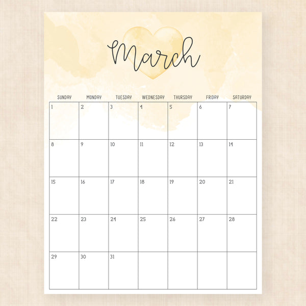 march 2026 calendar colorful crush