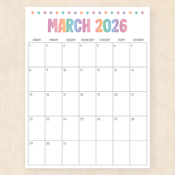 march 2026 calendar electric echo